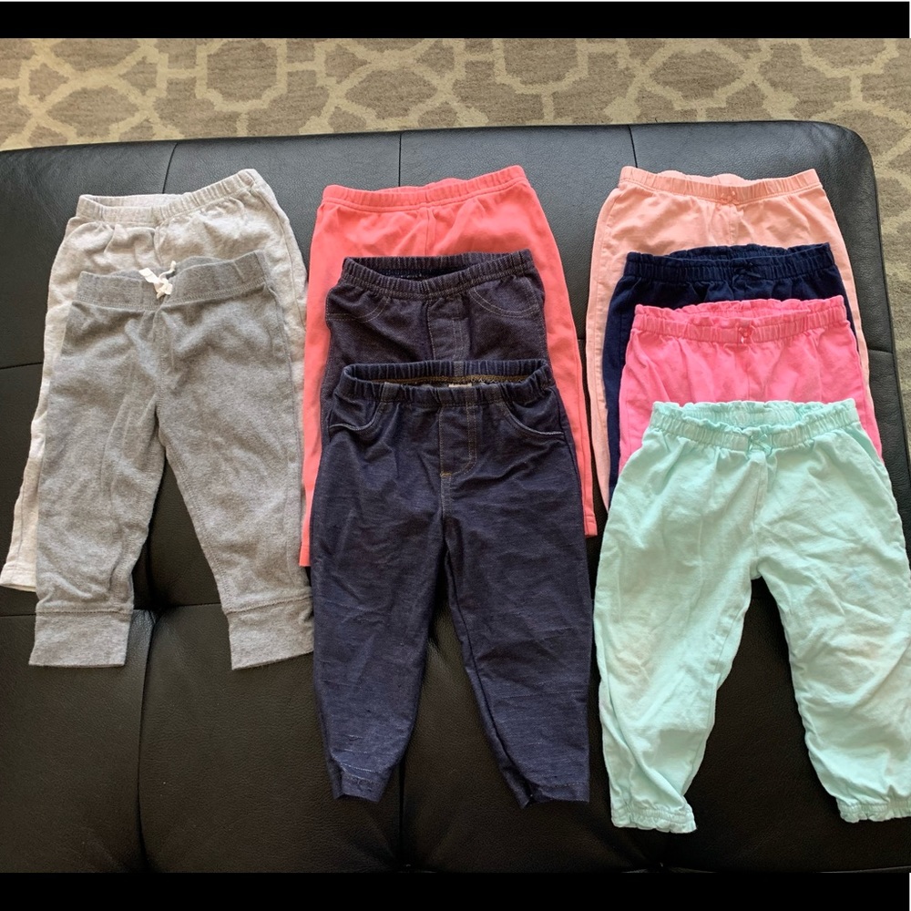 9 pairs of pants bundle, 12 mo girls